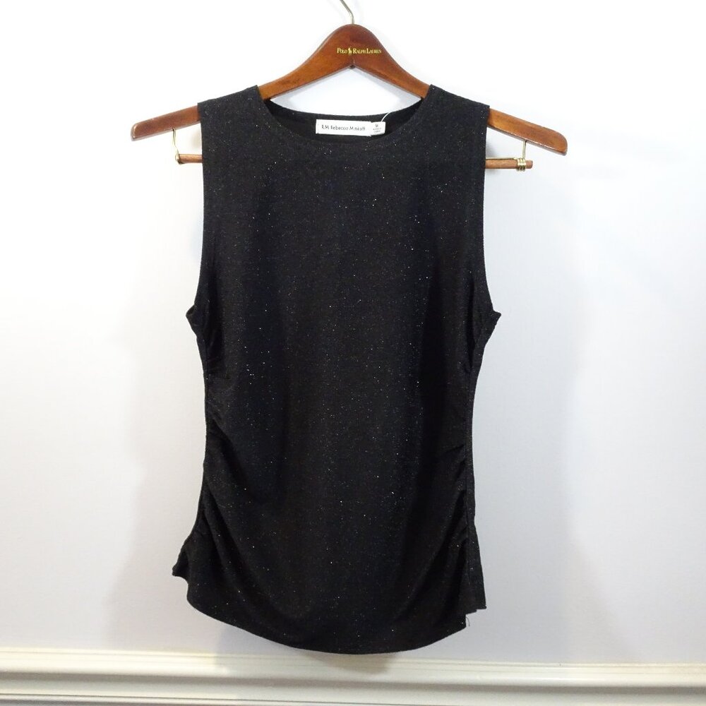 RM Rebecca Minkoff Tank Top Size M Black Metallic Sparkly Party Sleeveless